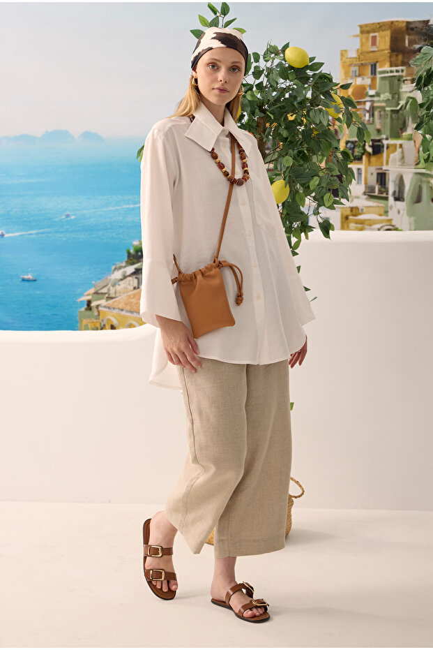 Çift Yakalı Gömlek Beyaz - 4