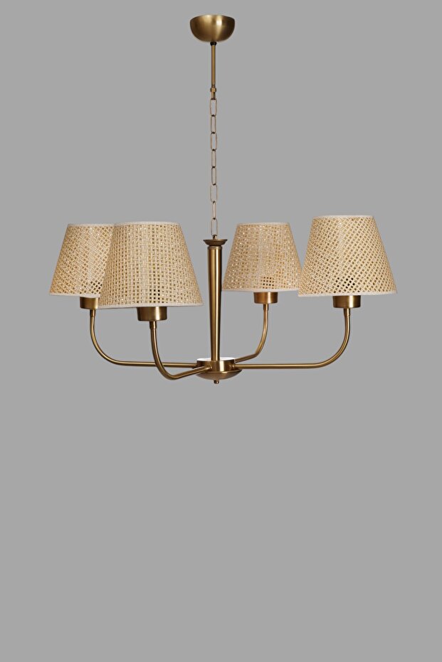 APOLLO 4 LÜ ESKİTME PETEK ABAJURLU AVİZE - 3