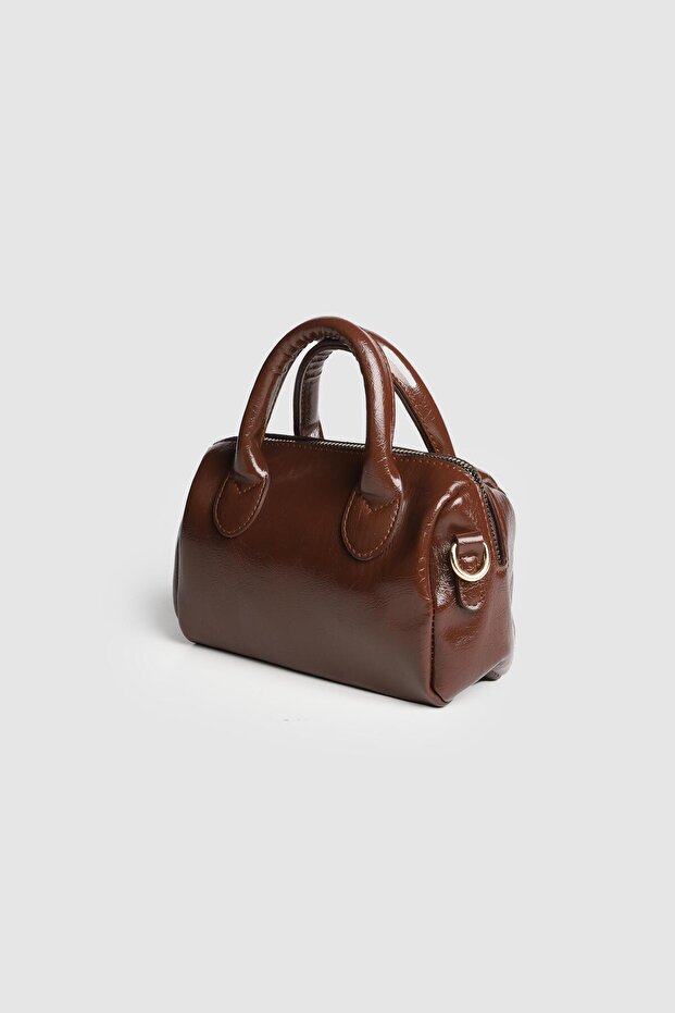 Lagraccio Paris Women's Blooc Shiny Leather Hand and Strap Bag Brown