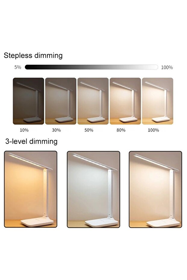 Foldable, multifunctional desk lamp, white - 7