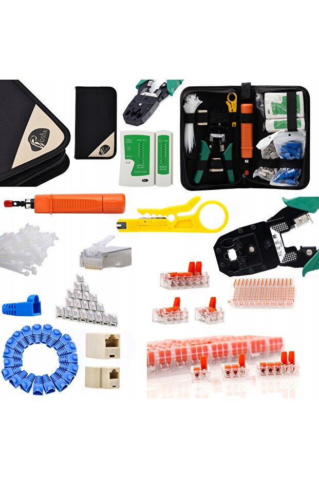 Set de Unelte Rețea 9W1 cu Tester RJ45/RJ11 + 75 Conectori Rapizi - 1