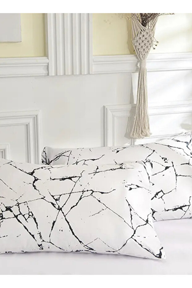 4 piece Single size bed linen set in Scandinavian style with marble pattern. - 3