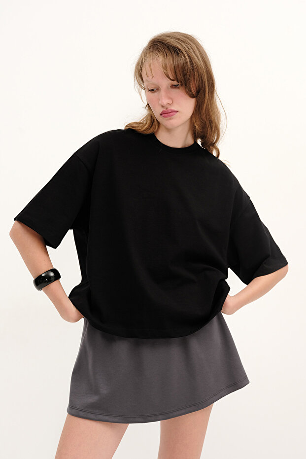 Kalın Oversize Basic T-shirt P17865 - 1