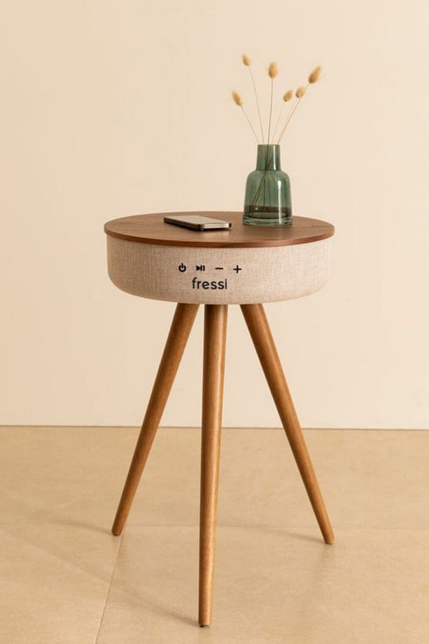 Bluetooth Hoparlör Hızlı Şarj Destekli Ahşap Ayaklı Kablolu Sehpa Speaker Fr-sh2502 Nature - 6