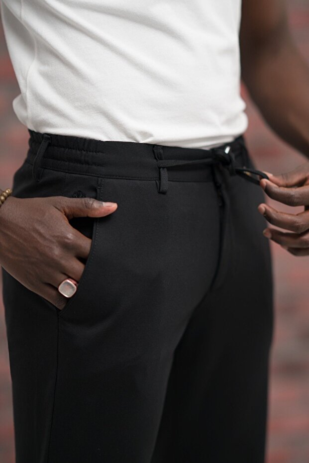 Regular Fit Lycra Combed Cotton Fabric Jogger Pants with Threaded Waist and Elastic - 5