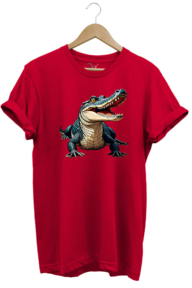Crocodile Printed 100% Cotton Regular Fit T-Shirt