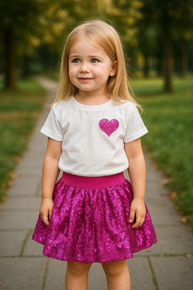 Girl's Sequin Skirt Suit