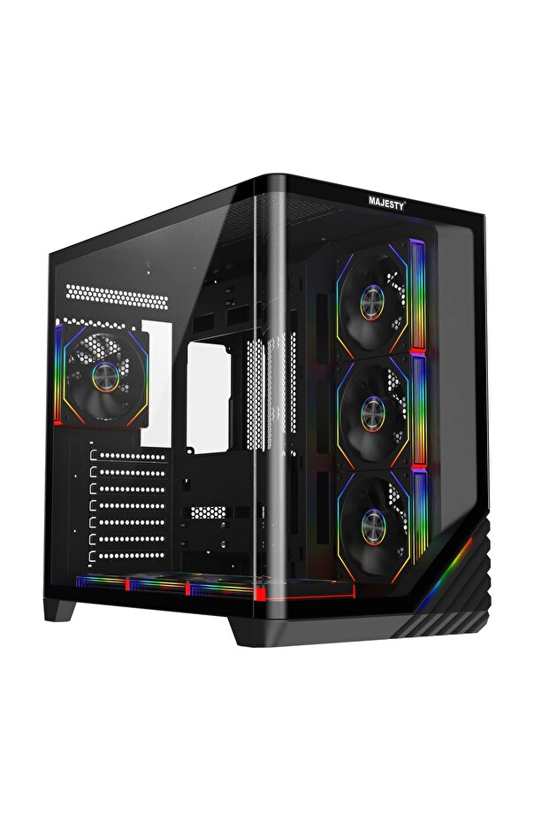 صندوق كمبيوتر Boulevard ميد تاور | 7 مراوح ARGB | زجاج مقسّى | ATX | Type-C | USB 3.0 – أسود