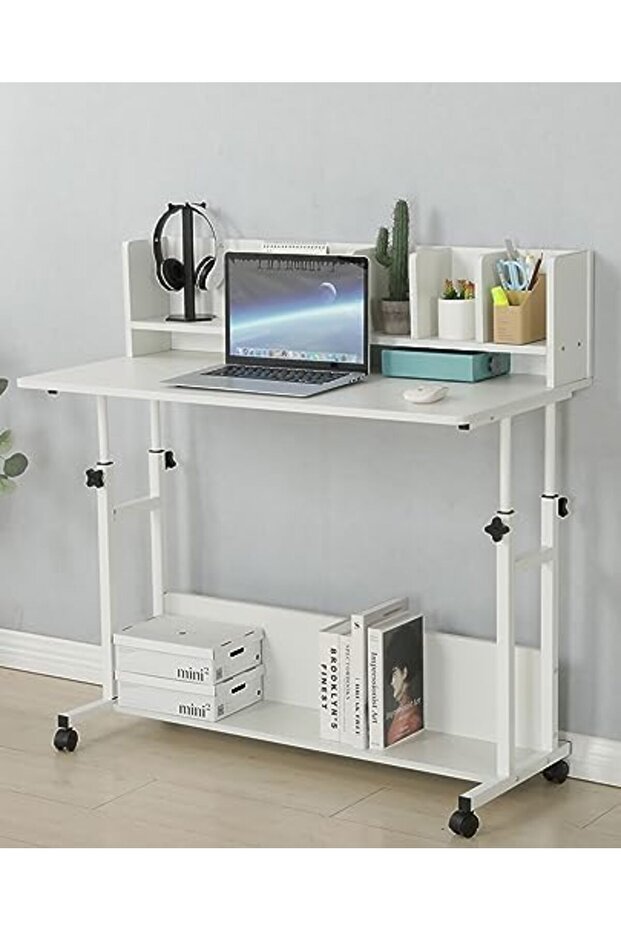Multi-Purpose Desk for Home and Office by AGD, Adjustable Height Computer Desk with Storage Shelves - 2