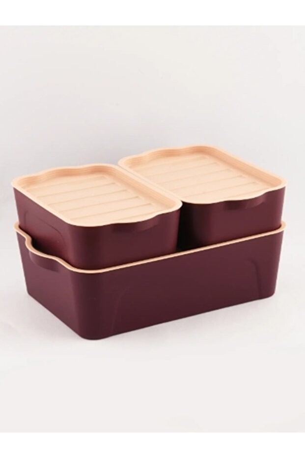 Sultan 3-Piece Modular Storage Container (2X2Lt 1X5Lt) Claret Red - 3