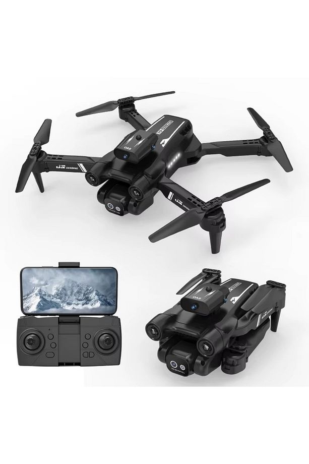 JSS17 Katlanabilir 4K Kameralı Çift Lensli FPV Drone 3 Modlu 360° Dönebilen LED Işıklı RC Quadcopter - 2
