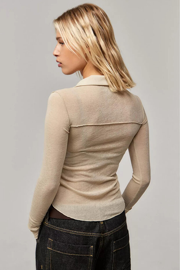 POLO YAKA TRANSPARAN BLUZ - 3