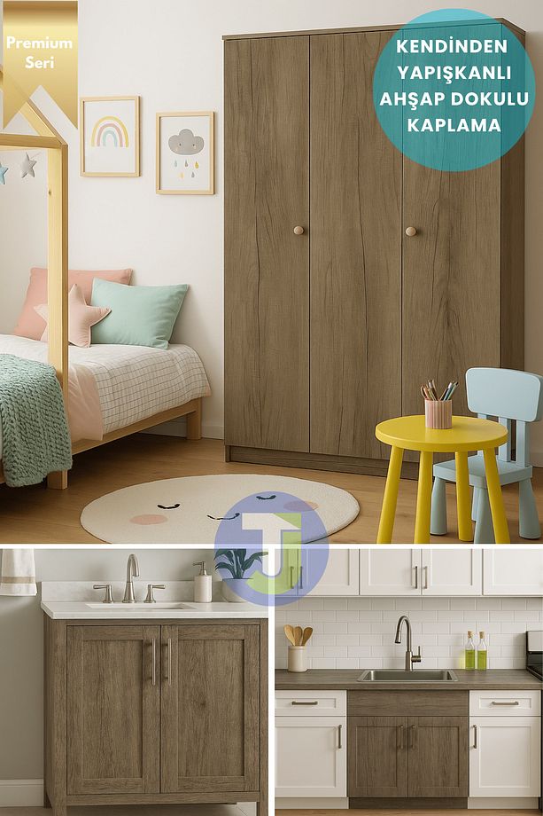 Premium Seri Kendinden Yapışkanlı Ahşap Desenli PVC Kaplama – 60cmx500cm - 4