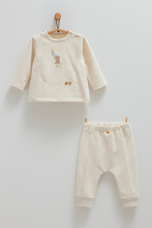 Baby Set Teddy Bear Sweatshirt and Trousers (3-18 Months) Interlock Fabric