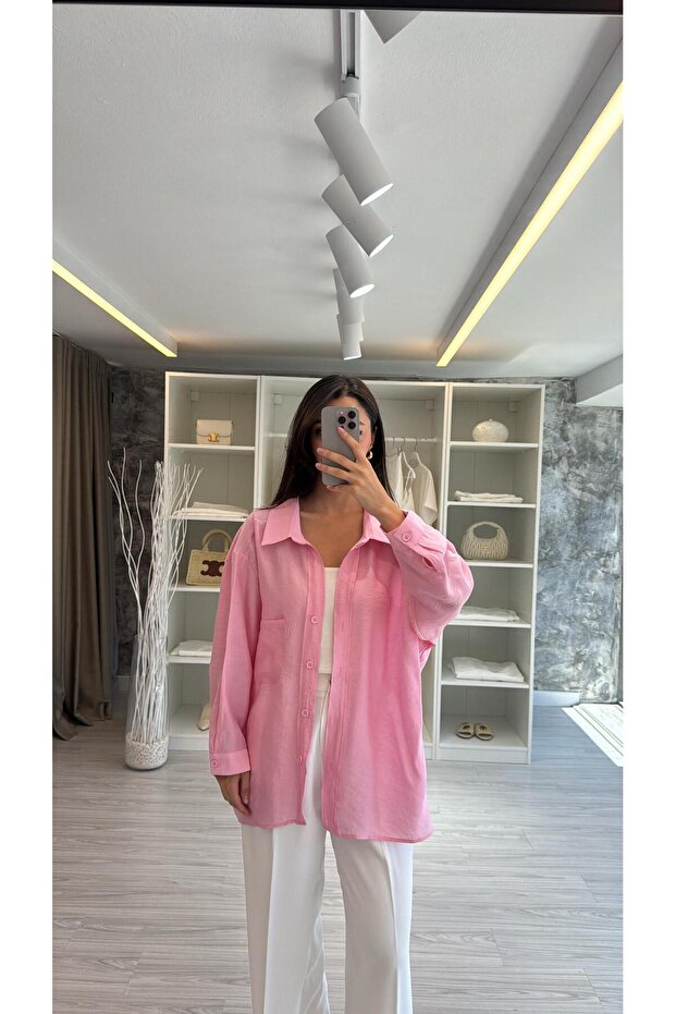 Düşük Omuz Oversize Gömlek - 2
