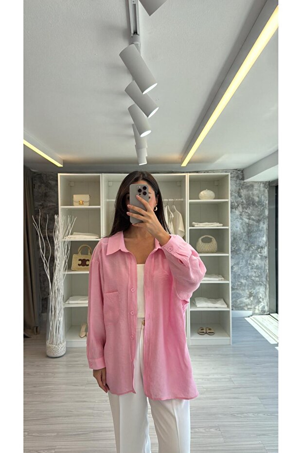 Düşük Omuz Oversize Gömlek - 4