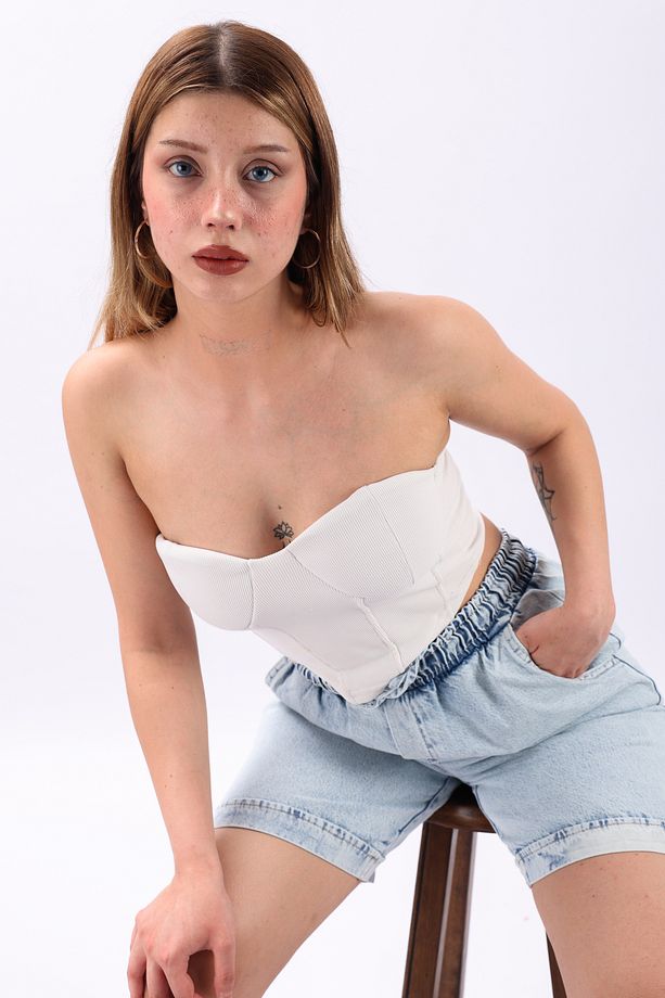 Katlamalı Paça Duble Paça Bay kot Şort denim Short - 3
