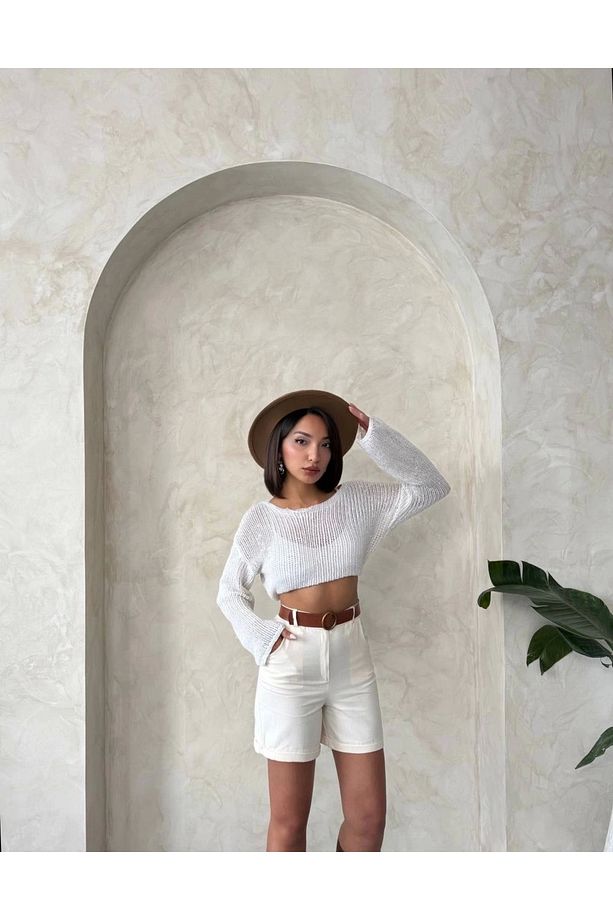 Gabardin Kumaş Şort - 3