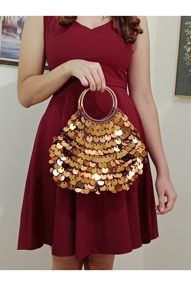 Mujde Pullu Karamel Çanta - 3