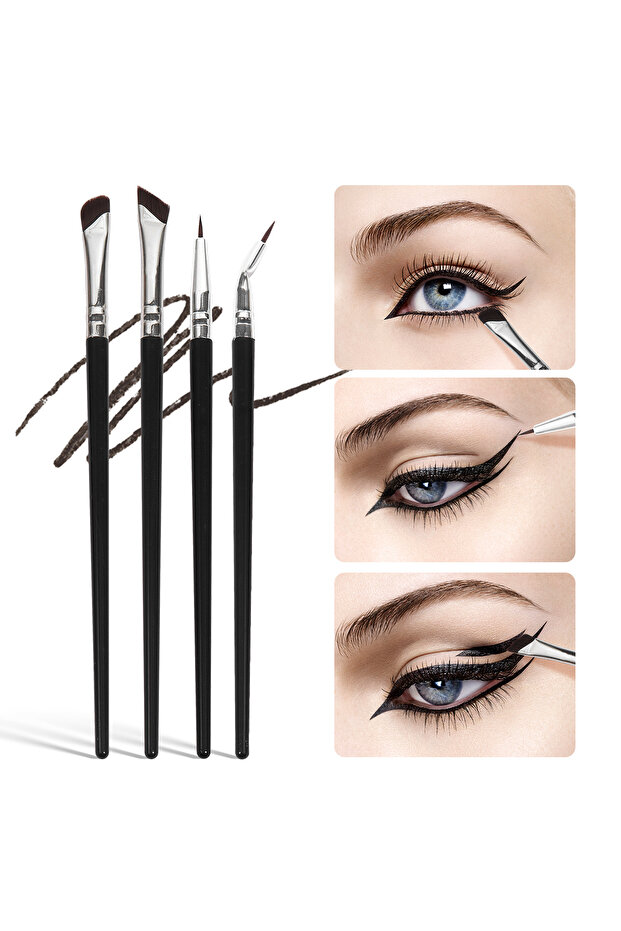 Black MAANGE 4PCS Professional Eyes Makeup Brush Set Eyeshadow Eyebrow Brush Blade Eyeliner Contour