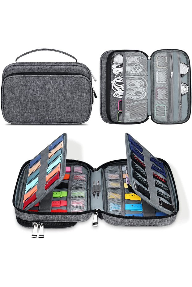 Gray Watch Bands Storage Bag,Watch Band Storage Case Hold 36 Smart Watch Straps,Travel Organizer Bag