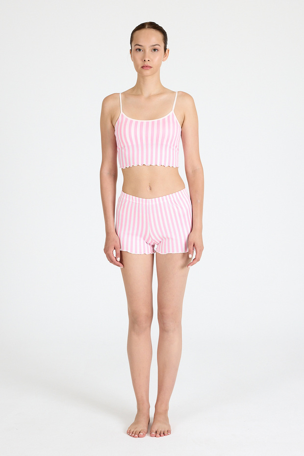 Σετ σορτς ροζ ριγέ μπλουζάκι 3402 - 2