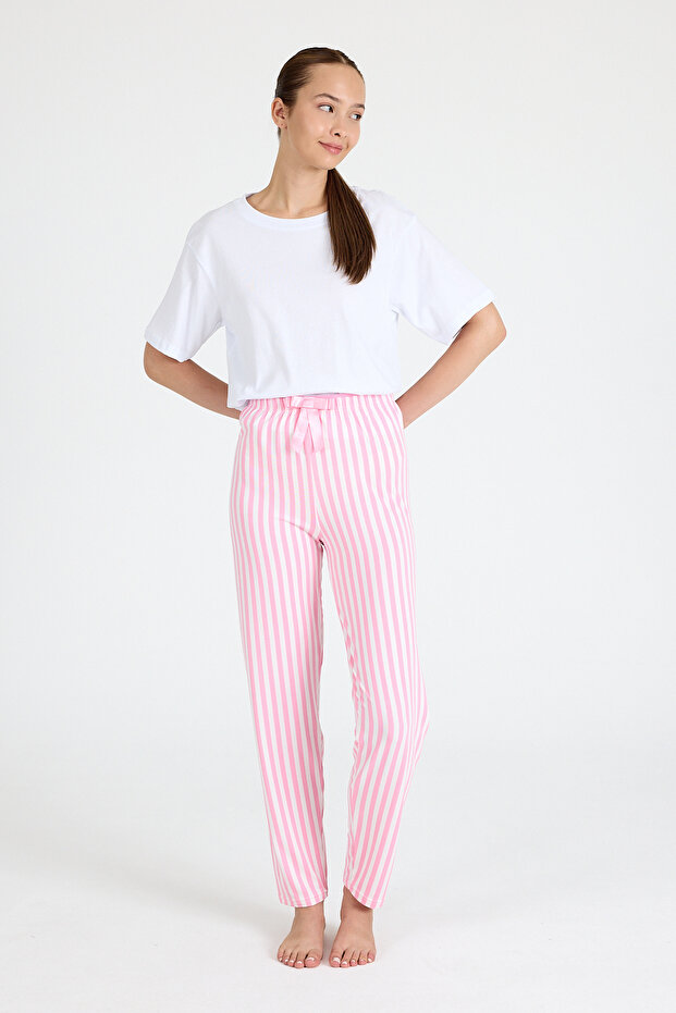 Ροζ ριγέ πιτζάμες 4523 - 2