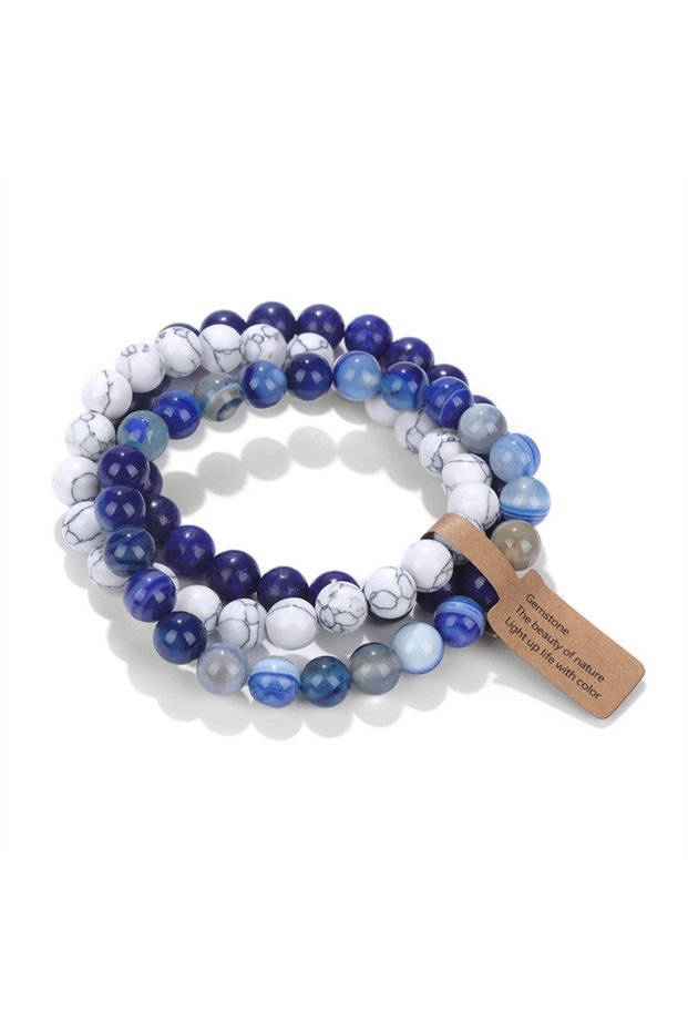 8mm-19cm Mixed color-F Natural Stone Crystal Beads Semi Precious Women's Bracelet Amethyst Multi Lay