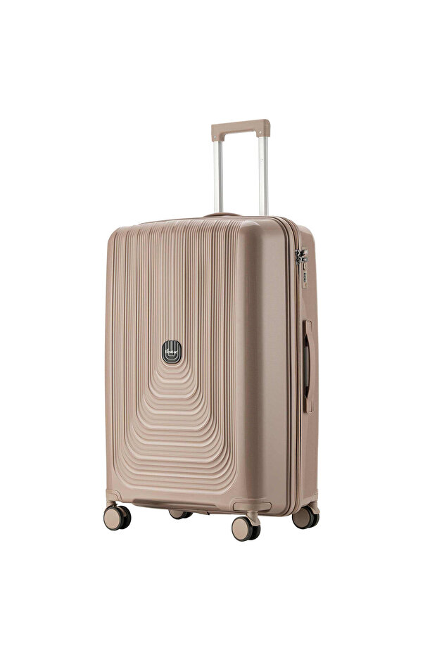 Unisex Hard Case Large Luggage Lightweight PP Trolley Luggage |3-Digit Combination KH1009-Khaki