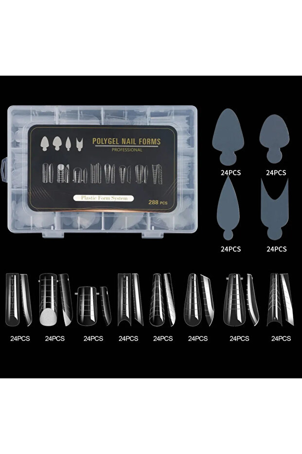02 (288pcs) 288pcs/Box Nail Forms False Nails Tips For Gel Extension Quick Building French Nails Mol