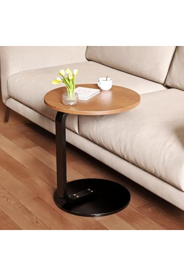 BtcFu Round Bedside Table, Coffee Table, Living Alone, Scandinavian Style, Easy Assembly, Compact, L