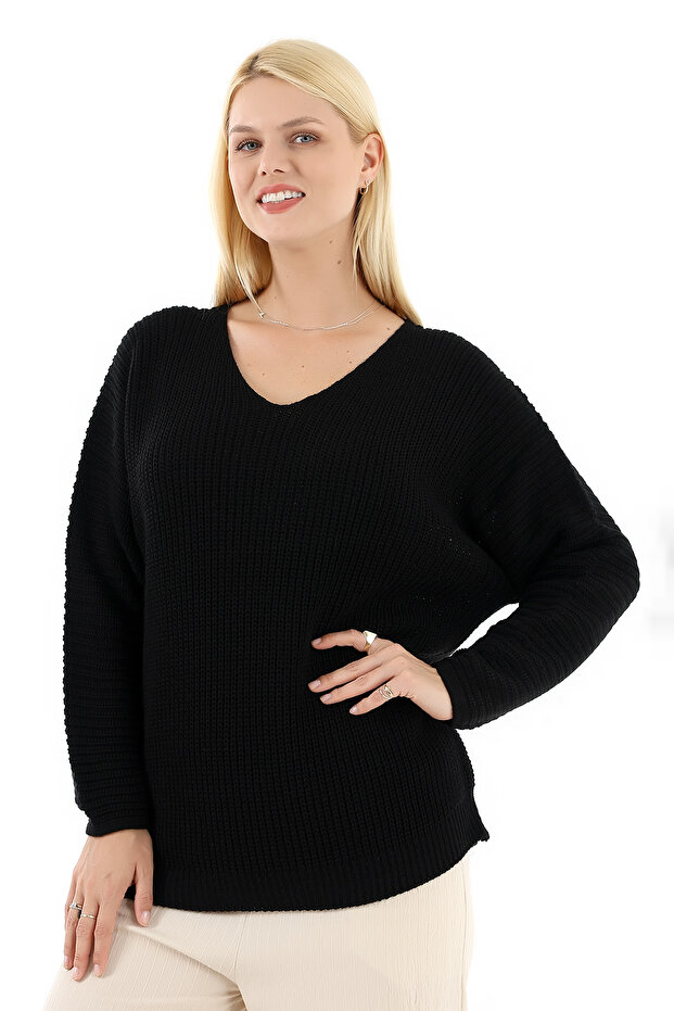 Women's Oversize V-Neck Knitwear Sweater