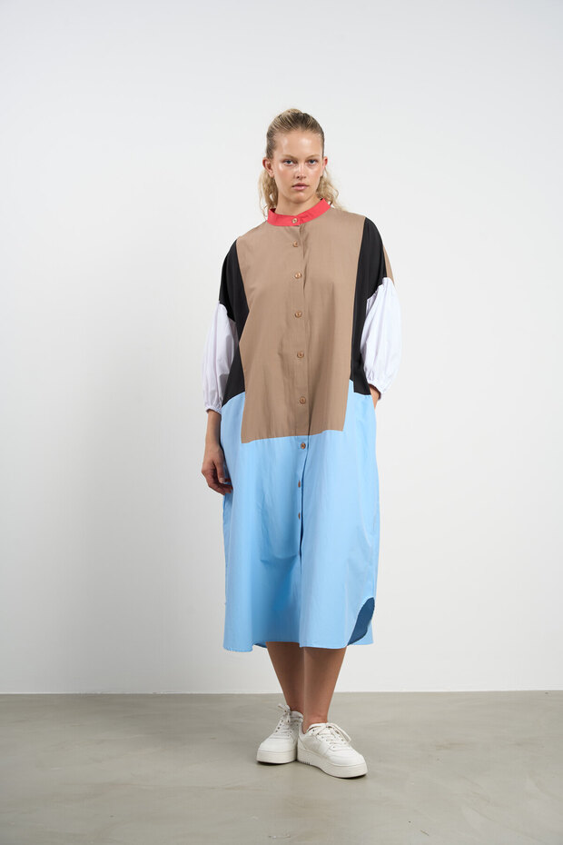 Women's Plus Size Block Shirt Dress