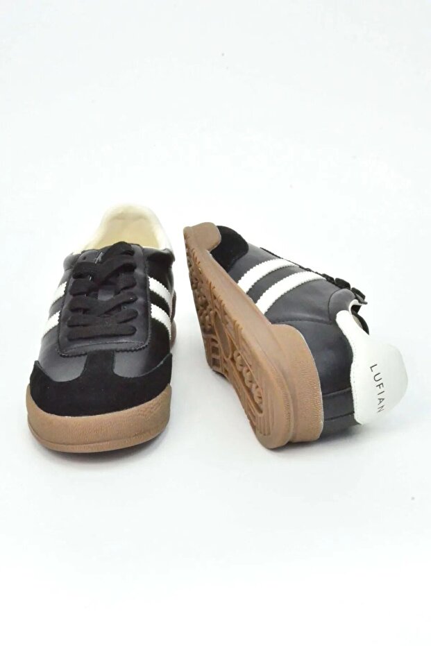 Genuine Leather Lace-Up Comfortable Casual Sneaker Black