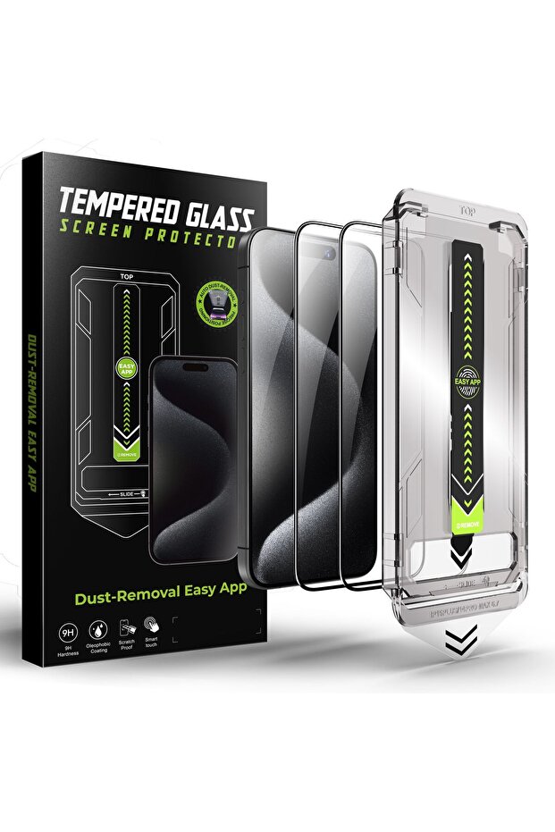 Screen Protector for iPhone 15 Pro Max, 9H Hardness Anti Scratch, Auto Dust Removal Installation