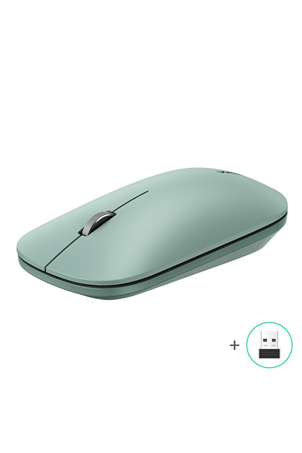 Mouse wireless practic pentru computer, USB, verde - 1