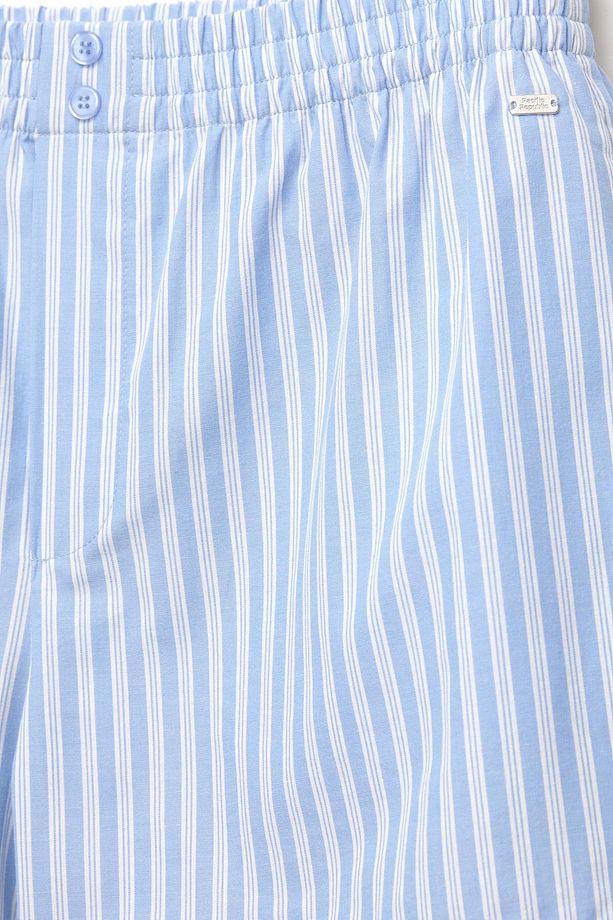 Çizgili poplin şort - 6