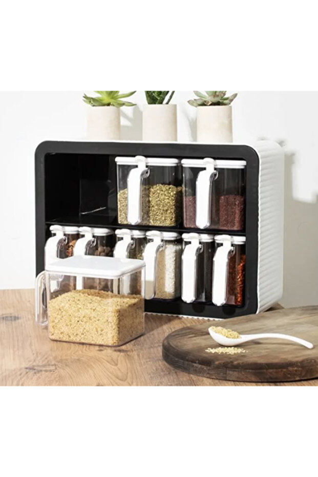 Set of 9 Spice Rack with Stand and Spoon - 5