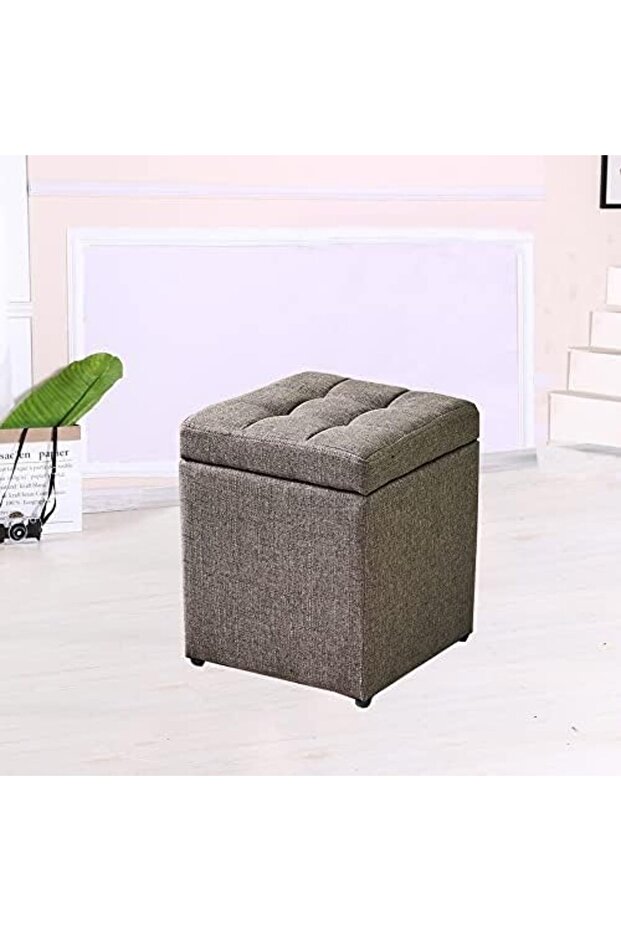 FFD Storage Ottoman FootStool, Upholstered Footstool Multifunction Storage Box Bench Seat Grey