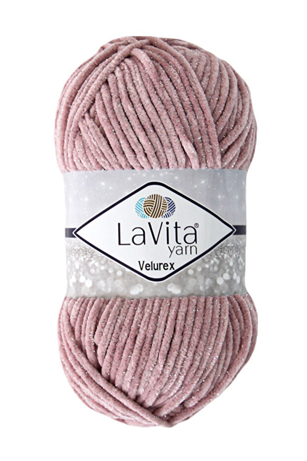 Velurex Glitter Hand Knitting Yarn 90% Polyester 10% Lurex 100Gr (4002 Pink)