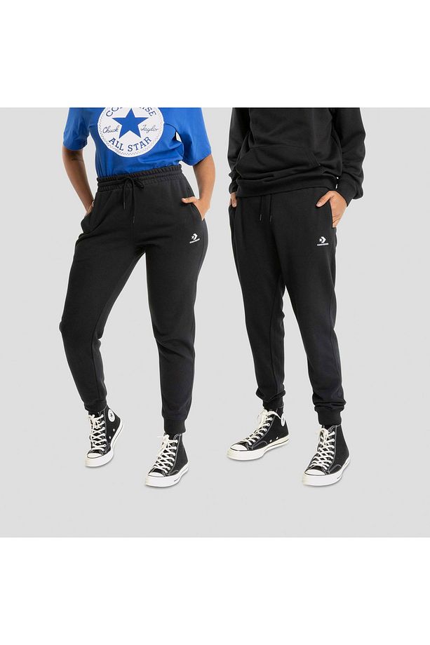 Go-to Embroidered Star Chevron Unisex Siyah Eşofman Altı - 2