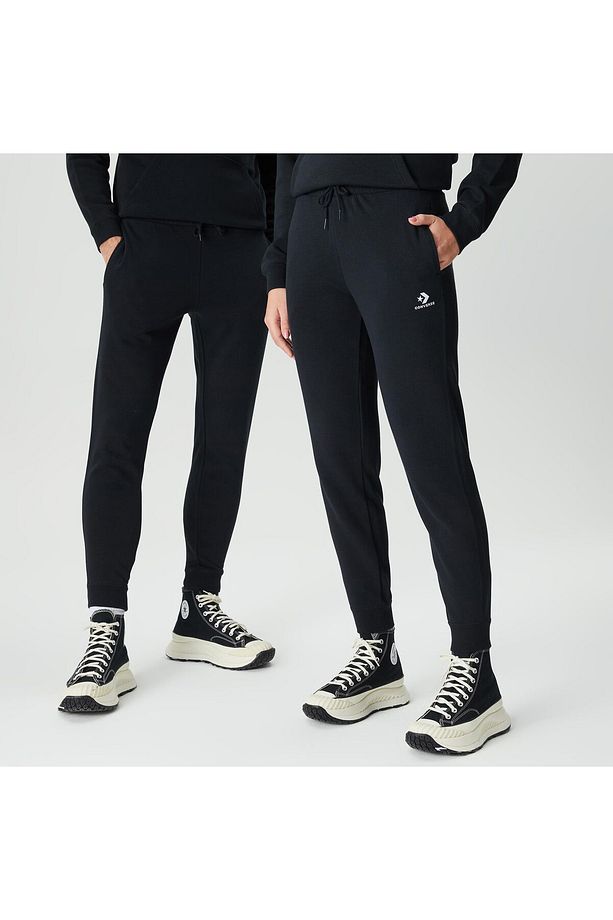 Go-to Embroidered Star Chevron Unisex Siyah Eşofman Altı - 3
