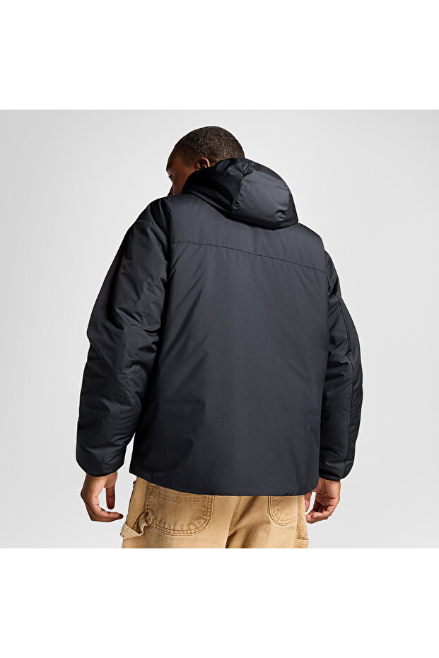 Erkek Kapüşonlu Siyah Mont - 3