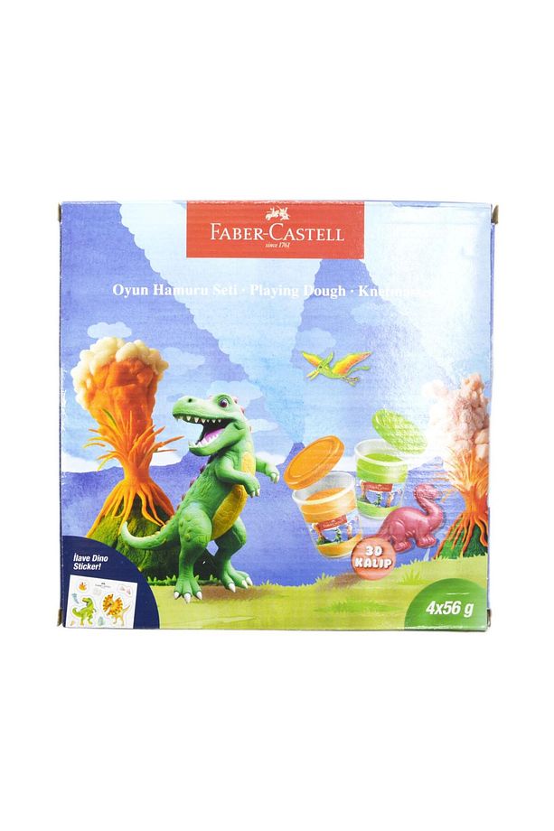Faber-Castell Dino 4x56 gr Oyun Hamuru ve 3D Kalıp Oyun Hamuru Seti - 3
