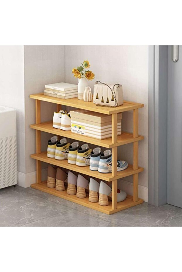 FFD 4-Tier Bamboo Shoe Rack – Space-Saving Tall Organizer for Entryways, Closets