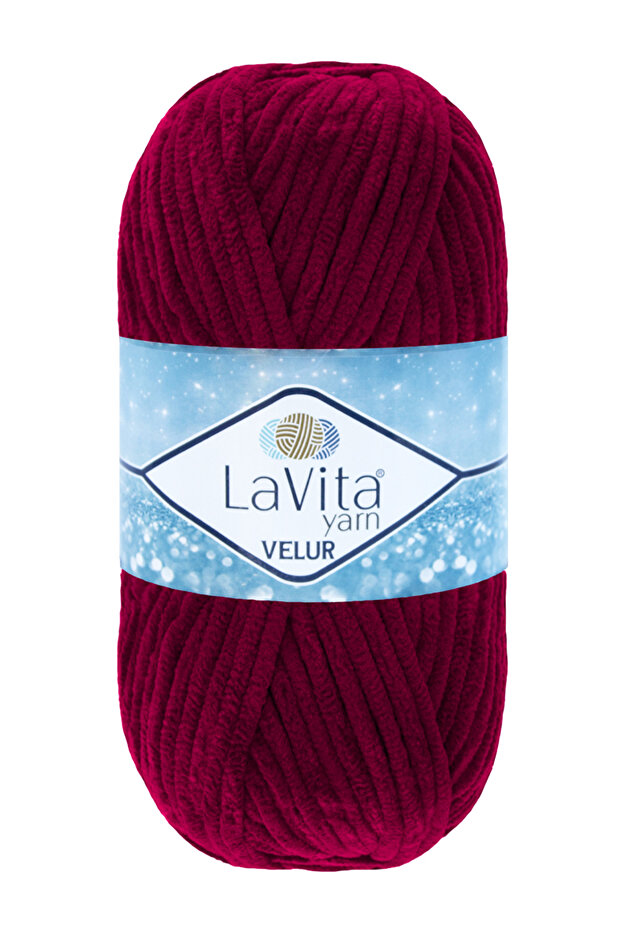 Velur Velvet Hand Knitting Yarn 100% Polyester 100Gr (4149 Cherry)