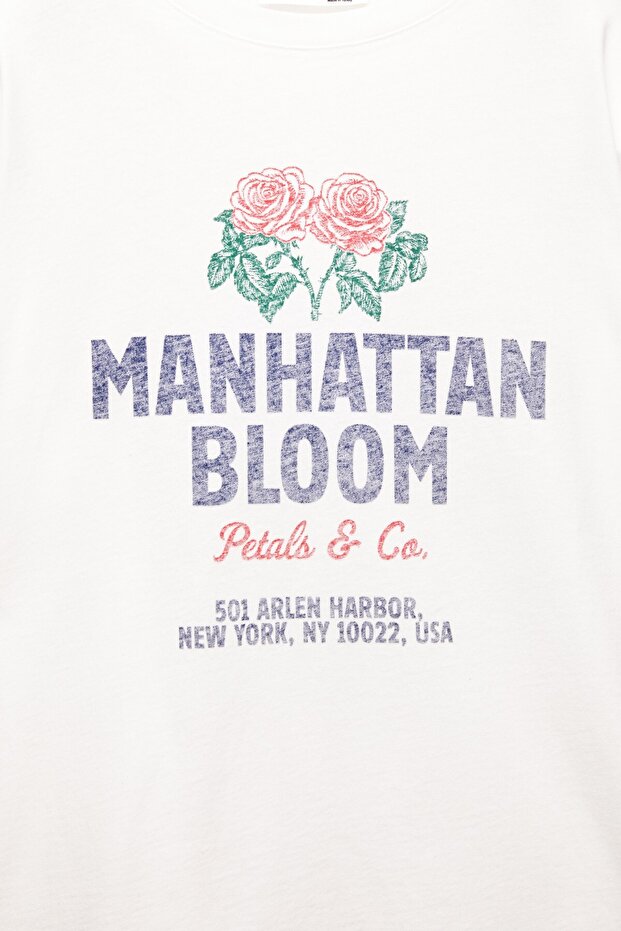 Manhattan Bloom yazılı t-shirt - 6