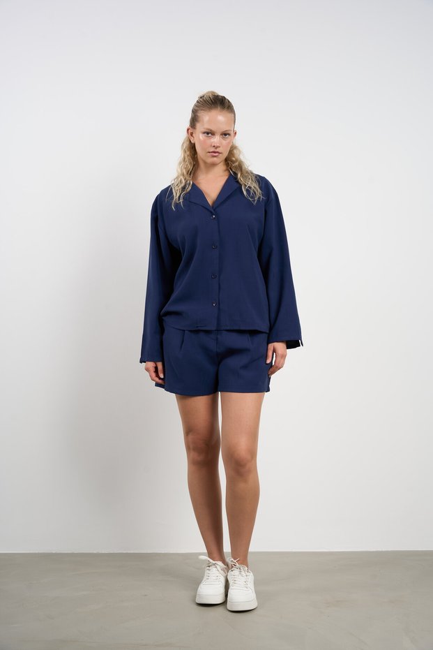Women's Double Breasted Collar Shirt Shorts Suit 36-42 | 25500