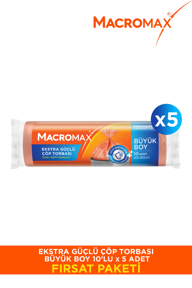 Ekstra Güçlü Çöp Torbası Büyük Boy 10'Lu Paket X5 - 1