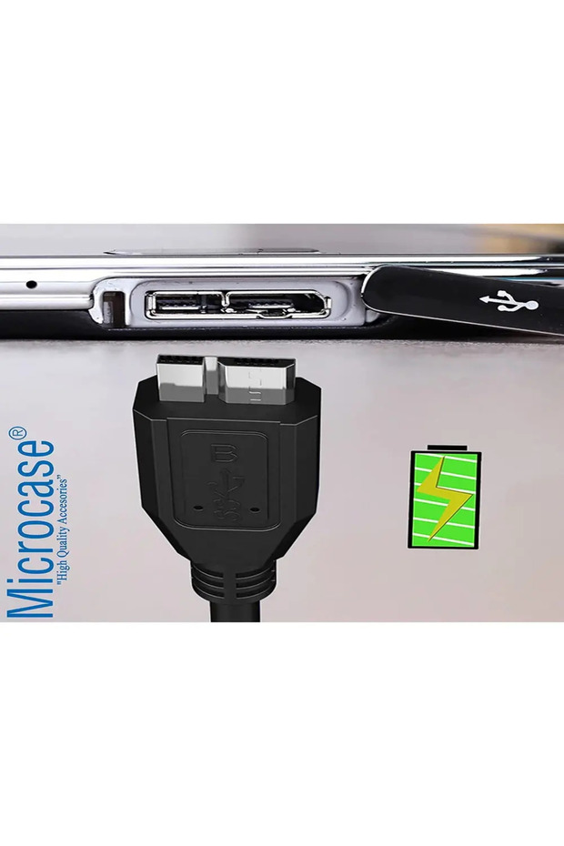 USB 3.0 Taşınabilir HDD Harddisk Hard Disk Kablosu (1 Mt Siyah) Micro USB -B / Hızlı Veri Aktarır - 2
